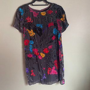 Maeve Velvet Floral Multicolor Shift Dress, US Size 4